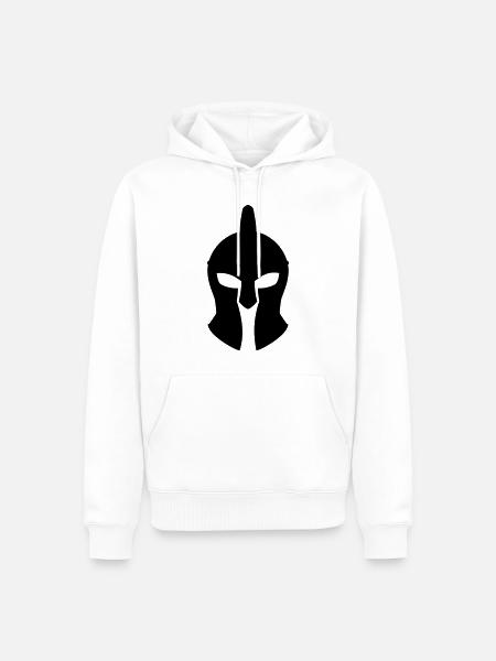 Griechische Kriegerhelm - Männer Premium Bio Hoodie - Weiß