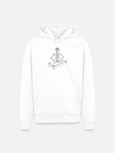 Skeleton DJ Halloween Vibes - Männer Premium Bio Hoodie - Weiß