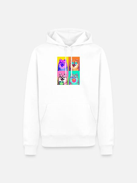 Hunde Zwergspitz Hund - Männer Premium Bio Hoodie - Weiß