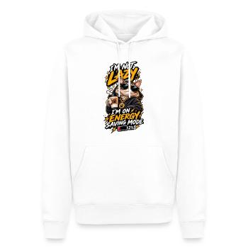 Energiegeladene Katze im Sparmodus - Männer Premium Bio Hoodie - Weiß - Vorne - Nico (187cm)