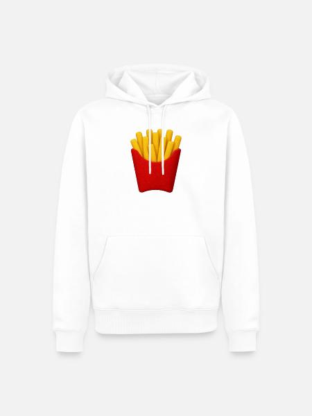 Pommes Frites Cartoon Muster - Männer Premium Bio Hoodie - Weiß