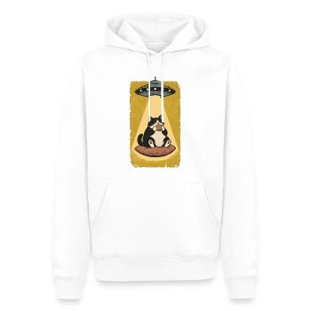 Katzenpause im UFO Strahl - Männer Premium Bio Hoodie - Weiß - Vorne - Nico (187cm)