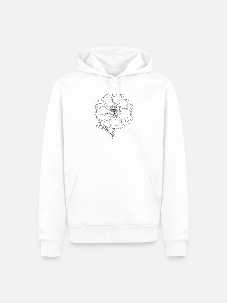 Pfingstrosenzeichnungsskizze - Männer Premium Bio Hoodie - Weiß