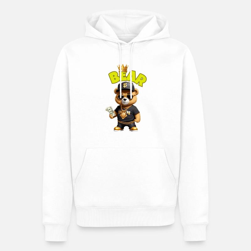 Teddybär mit Geld - Männer Premium Bio Hoodie - Weiß