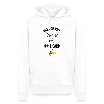 Mon groupe sanguin c'est O+ Pastis - Sweat à capuche Premium bio Homme - blanc - Devant - Nico (187cm)