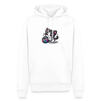 Chat mignon - Sweat à capuche Premium bio Homme - blanc - Devant - Nico (187cm)