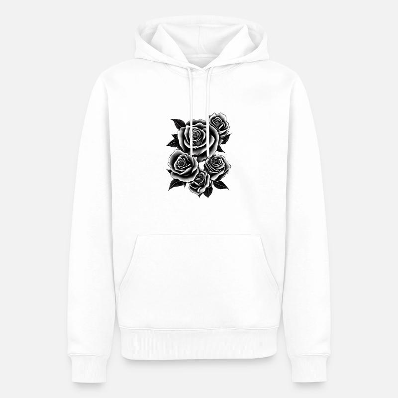 Bouquet de roses Bouquet de fleurs de rose - Sweat à capuche Premium bio Homme - blanc