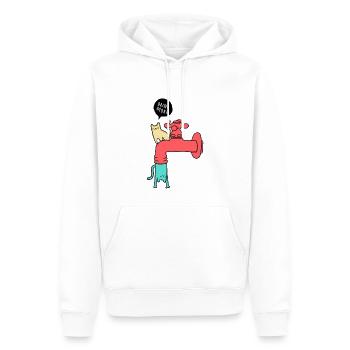 Katze - Miau - Kätzchen - Kater - Wasser - Männer Premium Bio Hoodie - Weiß - Vorne - Nico (187cm)