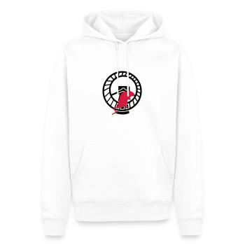 rat dans le tapis / rat in a wheel (2c) - Sweat à capuche Premium bio Homme - blanc - Devant - Nico (187cm)