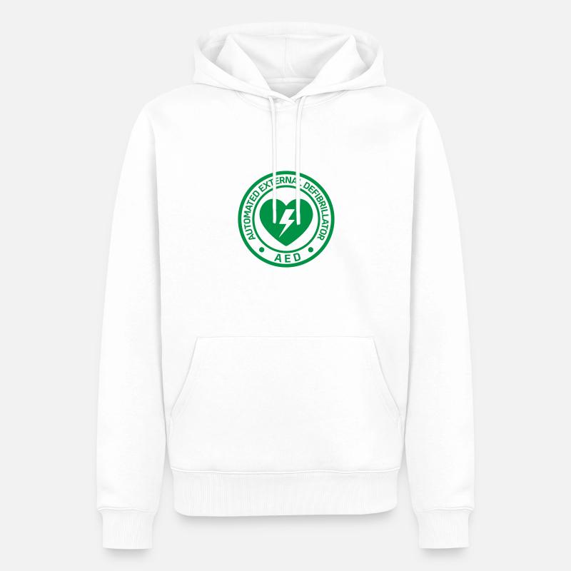 AED Notfall-Defibrillator Erste Hilfe - Männer Premium Bio Hoodie - Weiß