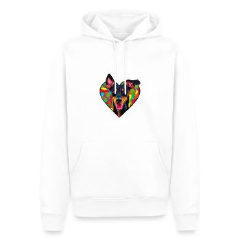 Doberman Hund Herz Liebe - Männer Premium Bio Hoodie - Weiß - Vorne - Nico (187cm)