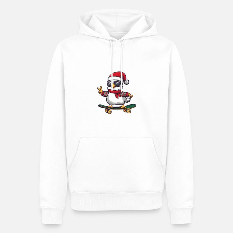 Poulet Noël drôle - Sweat à capuche Premium bio Homme - blanc