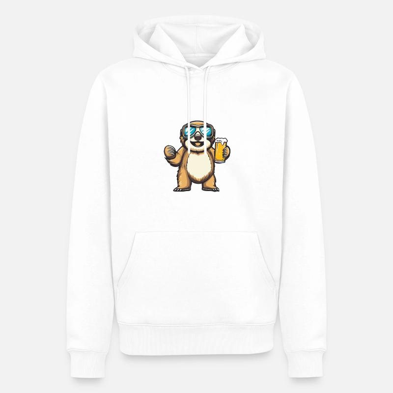 Faultier Ski Bier - Männer Premium Bio Hoodie - Weiß