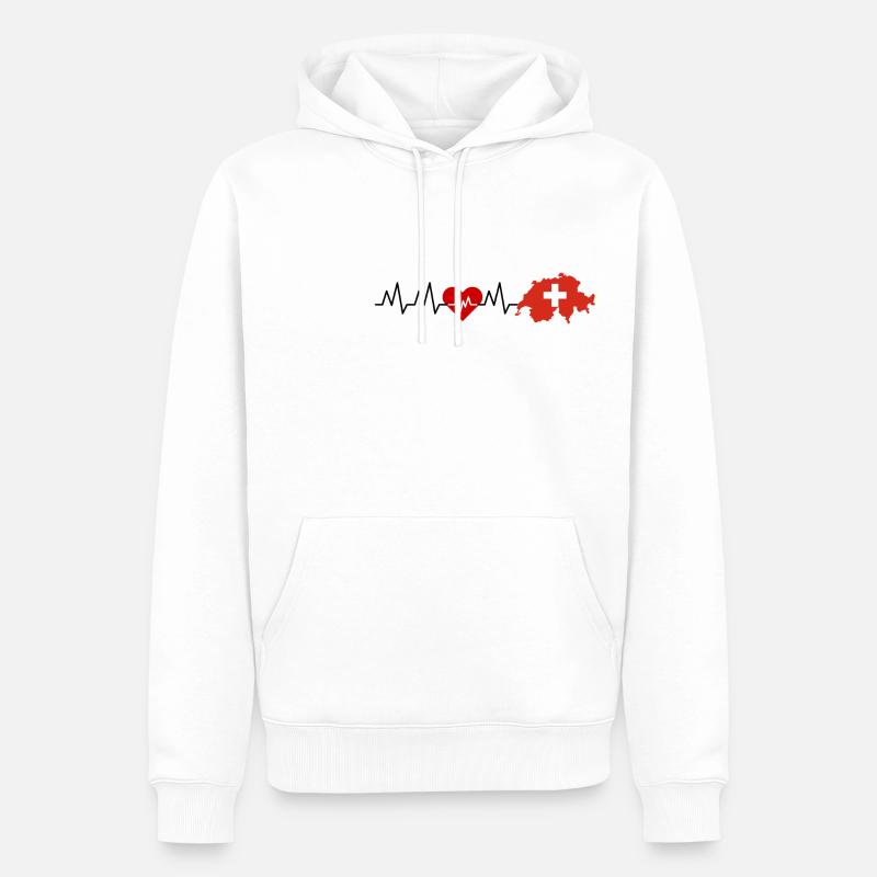 J’aime la Suisse, l’ECG, j’aime la Suisse - Sweat à capuche Premium bio Homme - blanc