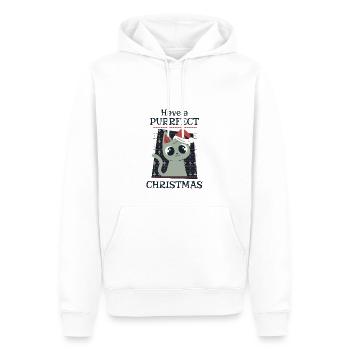 Chat de Noël - Chat de Noël Sweet Noël Miaou - Sweat à capuche Premium bio Homme - blanc - Devant - Nico (187cm)