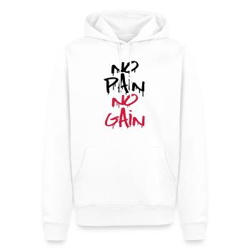 no_pain_no_gain_1_f2 - Sweat à capuche Premium bio Homme - blanc - Devant - Nico (187cm)