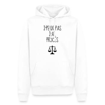 greffier / greffe / tribunal / justice / juge - Sweat à capuche Premium bio Homme - blanc - Devant - Nico (187cm)