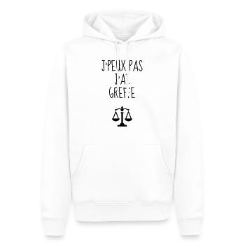 greffier / greffe / tribunal / justice / juge - Sweat à capuche Premium bio Homme - blanc - Devant - Nico (187cm)