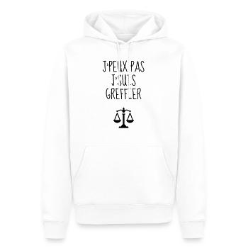 greffier / greffe / tribunal / justice / juge - Sweat à capuche Premium bio Homme - blanc - Devant - Nico (187cm)