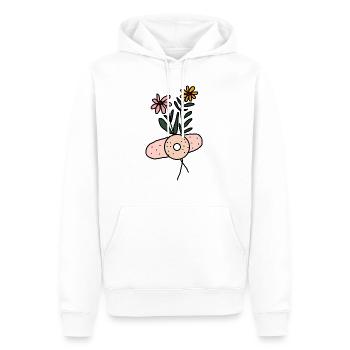 Daisy Bandaged flower plant illustration design. - Sweat à capuche Premium bio Homme - blanc - Devant - Nico (187cm)