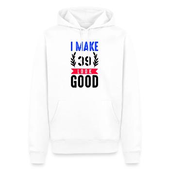 look good 39 - Männer Premium Bio Hoodie - Weiß - Vorne - Nico (187cm)