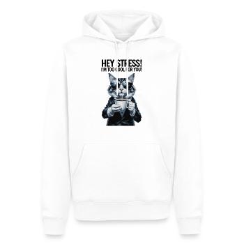 Stress-free cat with coffee - Men’s Premium Organic Hoodie - white - Front - Nico (187cm)