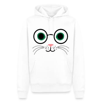 chat lunettes - Sweat à capuche Premium bio Homme - blanc - Devant - Nico (187cm)
