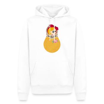 Matroschka Jayne - gelbes Kleid - Männer Premium Bio Hoodie - Weiß - Vorne - Nico (187cm)