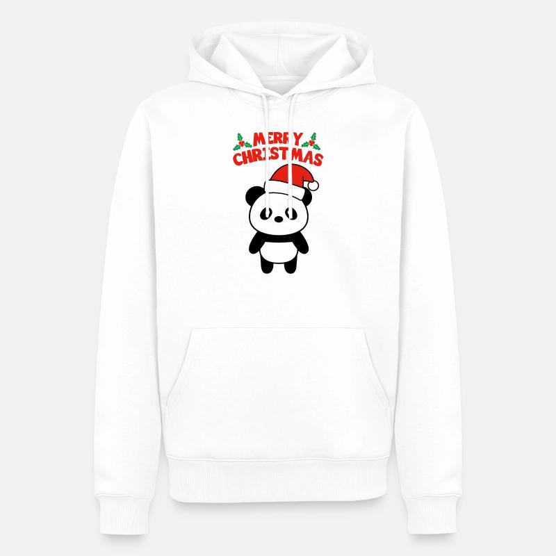 Joyeux Noël Panda - Sweat à capuche Premium bio Homme - blanc