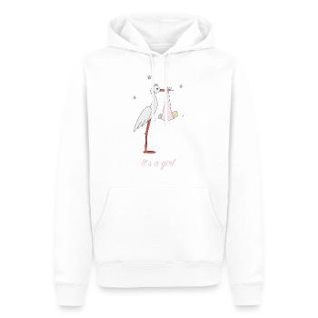 Storch mit Mädchen - Männer Premium Bio Hoodie - Weiß - Vorne - Nico (187cm)