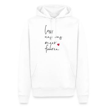 Lass uns ans Meer fahren Spruch - Männer Premium Bio Hoodie - Weiß - Vorne - Nico (187cm)