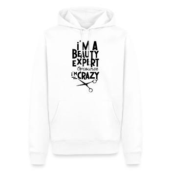 Je suis Un expert en beauté Maquillage Beauté - Sweat à capuche Premium bio Homme - blanc - Devant - Nico (187cm)