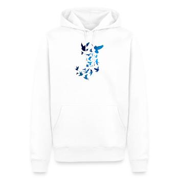 sourds,pigeons,oiseaux,vole d’oiseau,coloré,graffiti, - Sweat à capuche Premium bio Homme - blanc - Devant - Nico (187cm)