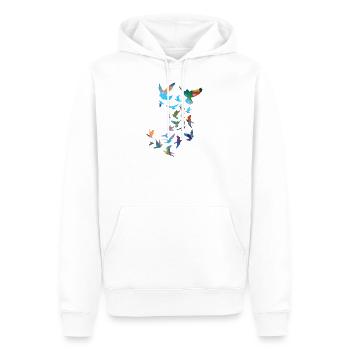 sourds,pigeons,oiseaux,vole d’oiseau,coloré,graffiti, - Sweat à capuche Premium bio Homme - blanc - Devant - Nico (187cm)