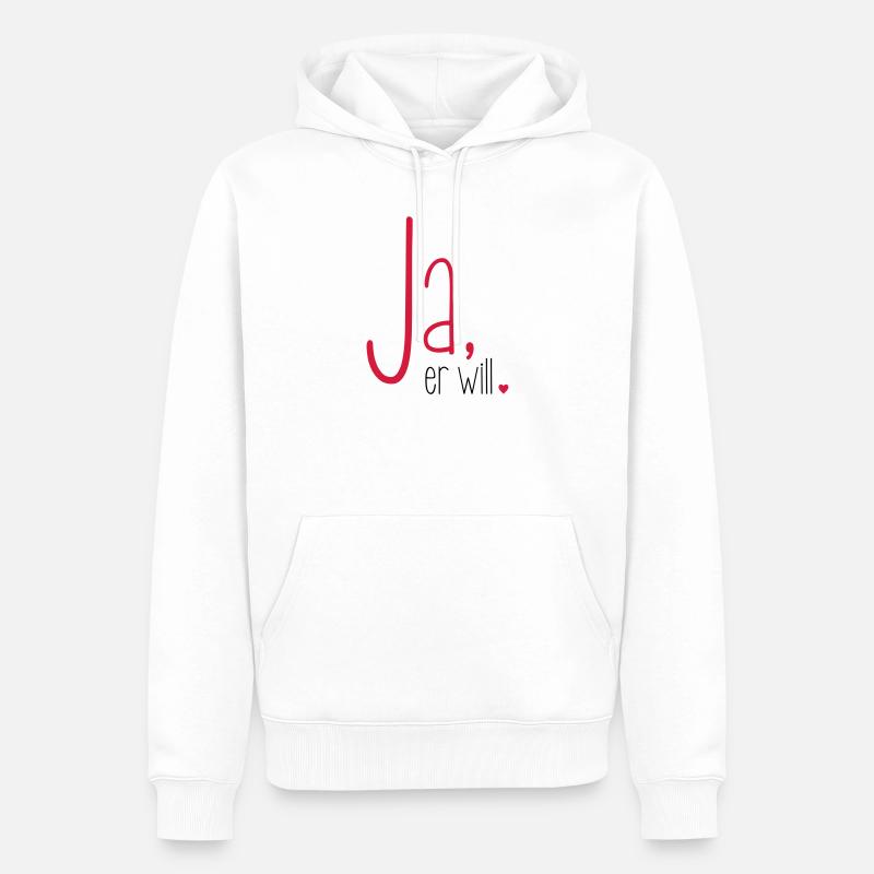 Ja er will - Junggesellenabschied Junggeselle - Männer Premium Bio Hoodie - Weiß