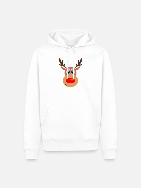 Rudolph Weihnachten Rentier Gesicht - Männer Premium Bio Hoodie - Weiß