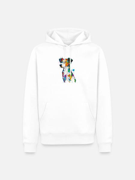 Bunter Hund mit Farbspritzern - Männer Premium Bio Hoodie - Weiß