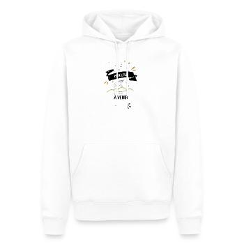 Le meilleur est à venir - Sweat à capuche Premium bio Homme - blanc - Devant - Nico (187cm)