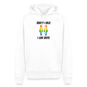 Désolé les filles j’aime les garçons - Sweat à capuche Premium bio Homme - blanc - Devant - Nico (187cm)
