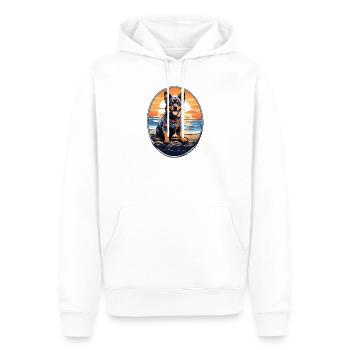 Chien sur la plage - Sweat à capuche Premium bio Homme - blanc - Devant - Nico (187cm)