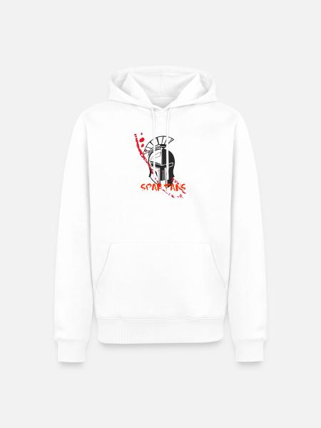 Helm Sparta und Blut 7 - Männer Premium Bio Hoodie - Weiß