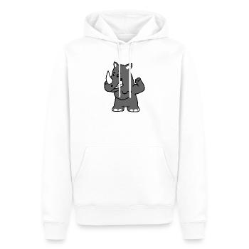 Kräftiges Nashorn - Männer Premium Bio Hoodie - Weiß - Vorne - Nico (187cm)