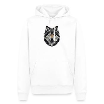 Loup dans le style mosaïque - Sweat à capuche Premium bio Homme - blanc - Devant - Nico (187cm)