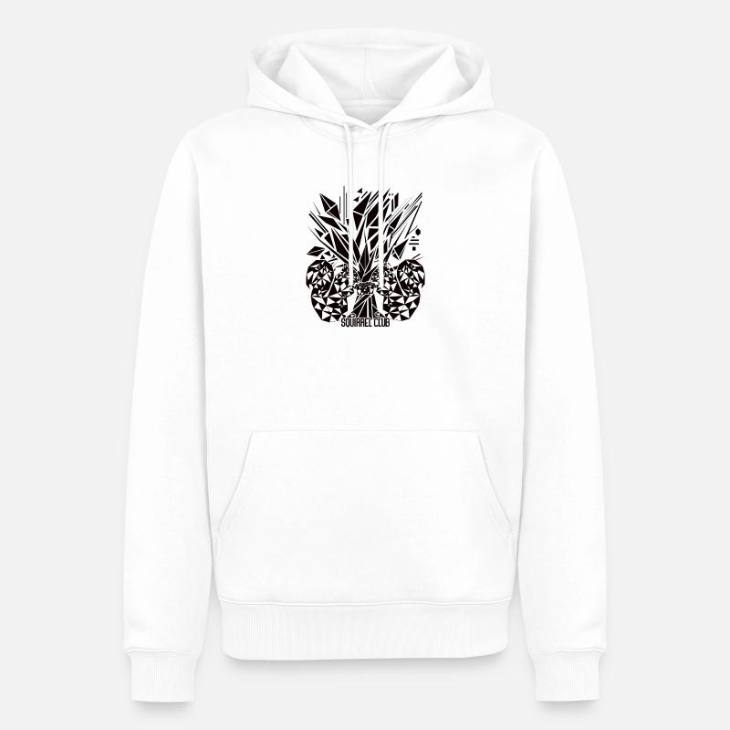 Lebensbaum mit Eichhörnchen – Geometrisches Design - Männer Premium Bio Hoodie - Weiß
