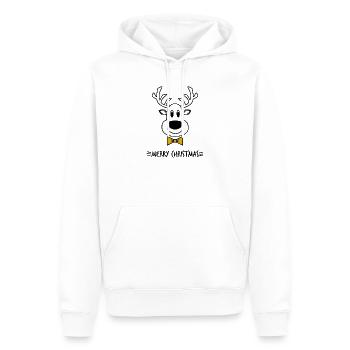 PÈRE NOËL. NOËL. JOYEUX NOËL. MERRY CHRISTMAS - Sweat à capuche Premium bio Homme - blanc - Devant - Nico (187cm)