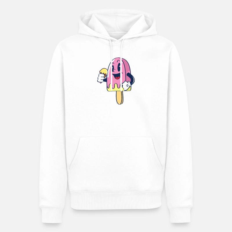Fröhlicher Kindereis Charakter Eiscreme Eis - Sweat à capuche Premium bio Homme - blanc