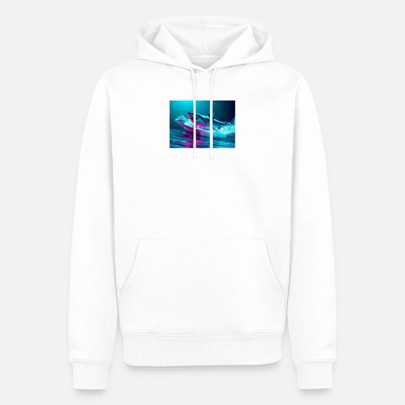 Neon Shark Sprinter Design - Sweat à capuche Premium bio Homme - blanc