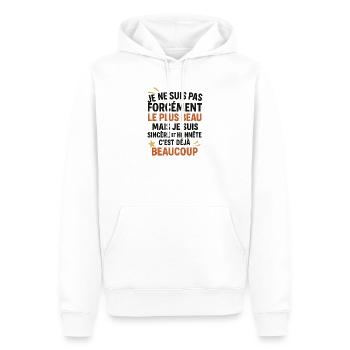 Aufrichtiges, ehrliches, humorvolles Zitat - Männer Premium Bio Hoodie - Weiß - Vorne - Nico (187cm)
