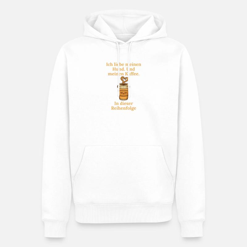 Chien Amour Commander Café Design Mug - Sweat à capuche Premium bio Homme - blanc