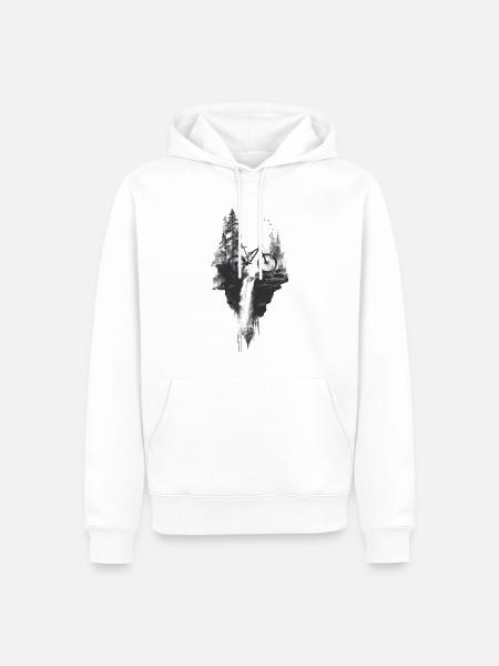 Mountainbike Waldlandschaft Waterfall Abenteuer - Männer Premium Bio Hoodie - Weiß